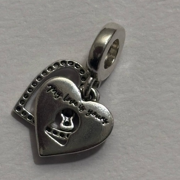 Authentic Pandora Red Heart & Keyhole Double Dangle Charm - Picture 4 of 5